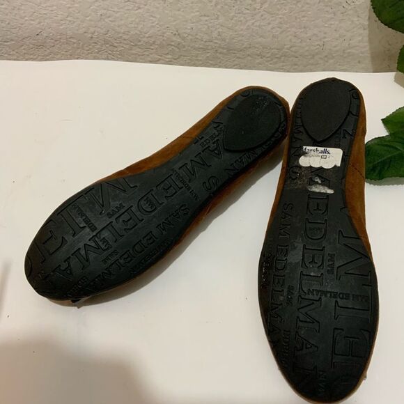 Sam Edelman Women's Ballet Flat Size 6.5 Brown Leather Slip On Shoe Beaded - Picture 8 of 11